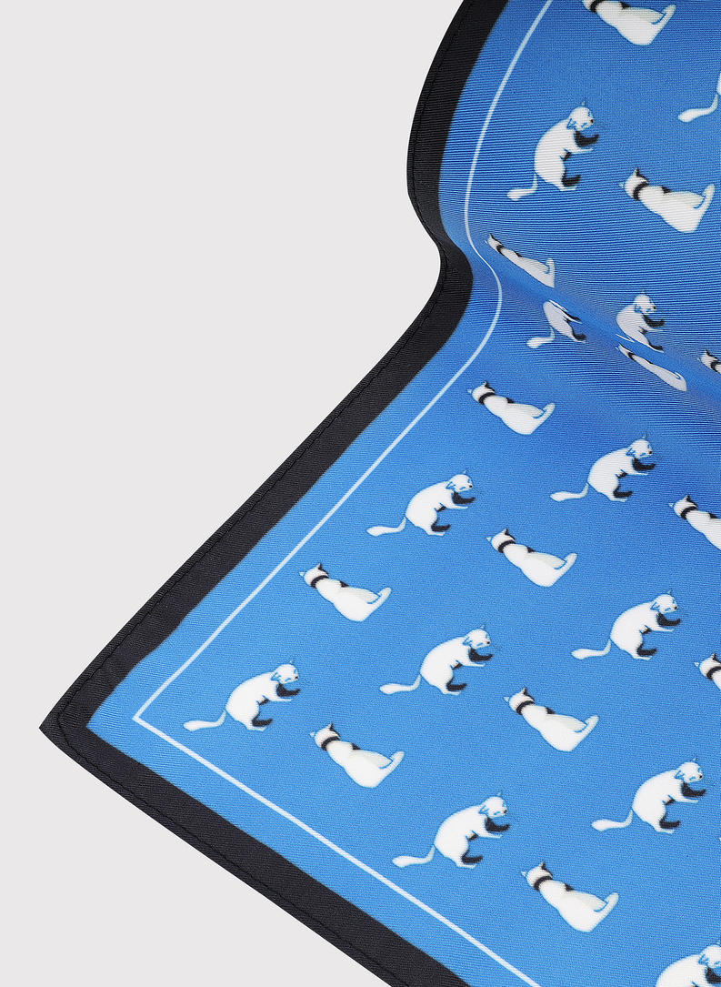 Mėlyna kišeninė nosinaitė su kačiukais