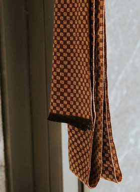 Rudas vyriškas šalikas su smėliniu žiedu su PL spaudu