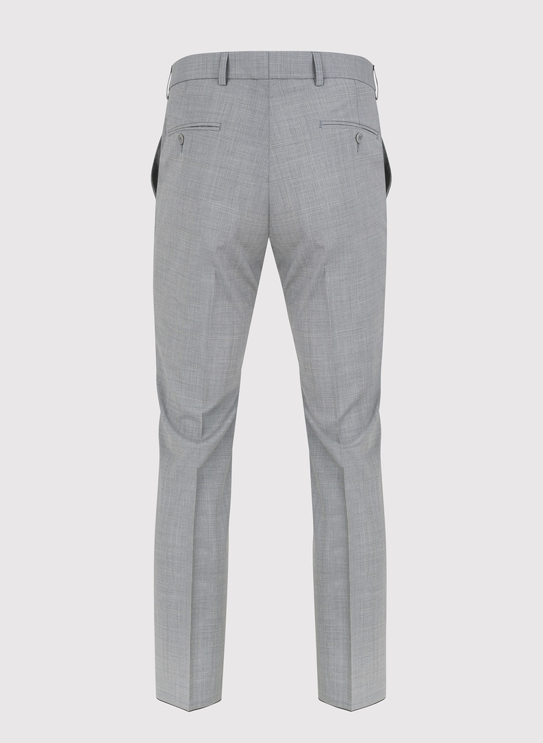 Pilkos kostiuminės kelnės švelniais langais P23SF-6G-011-S-S