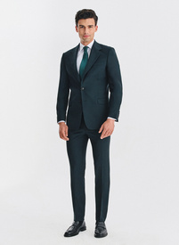 Vilnonis žalias vyriškas kostiumas