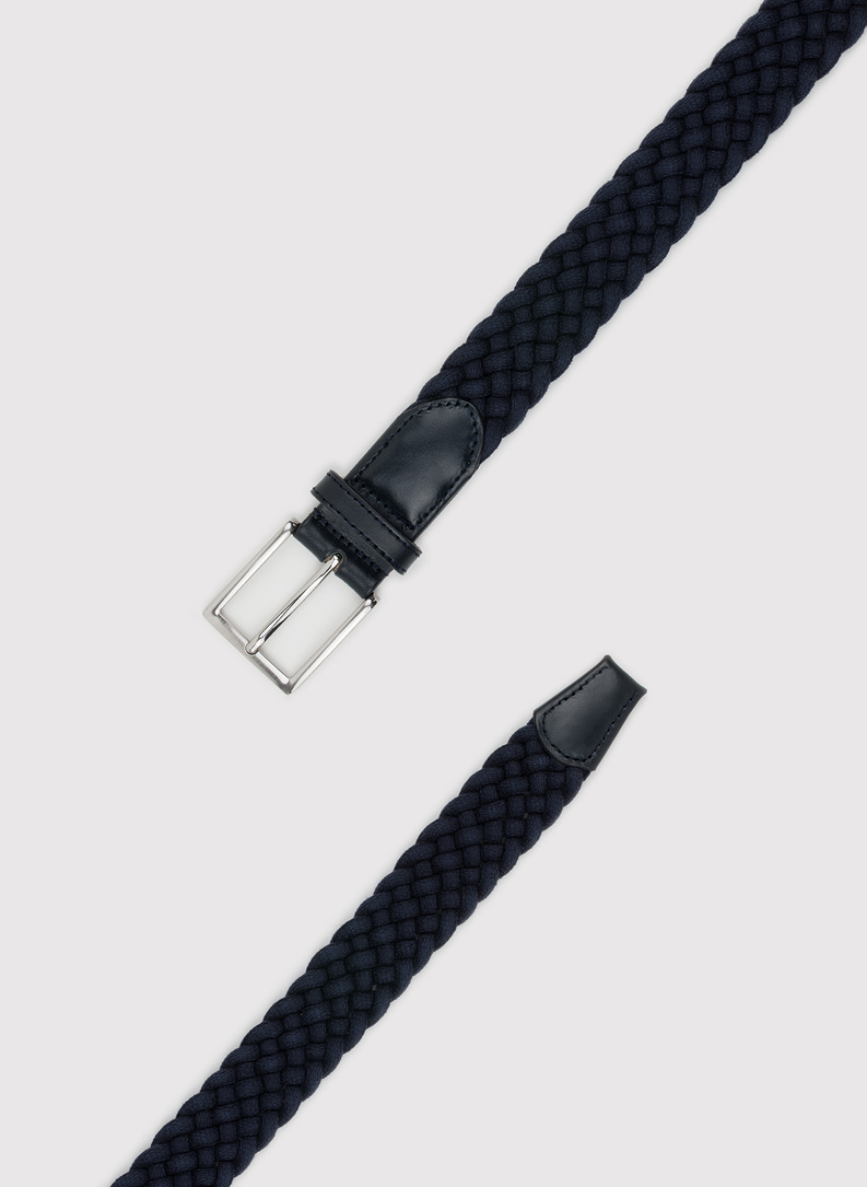 Tamsiai mėlynas pintas vyriškas diržas