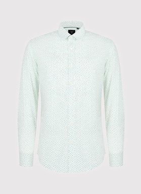 Balti vyriški marškiniai žaliu mikroraštu