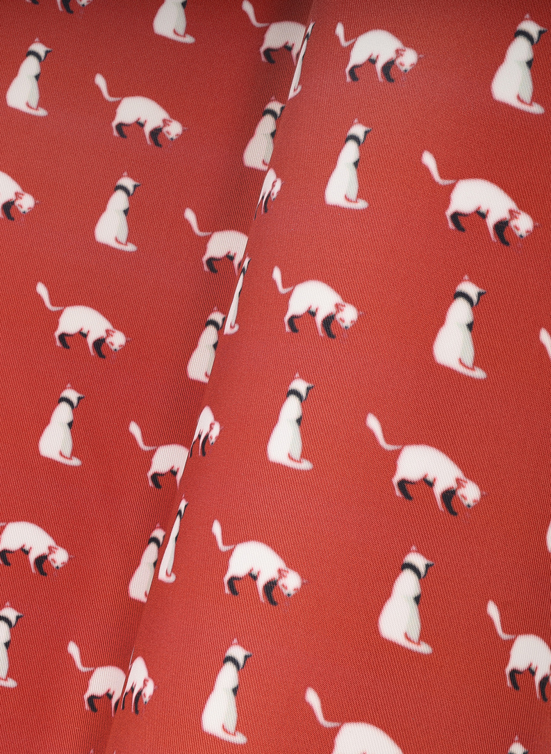 Raudona kišeninė nosinaitė su kačiukais