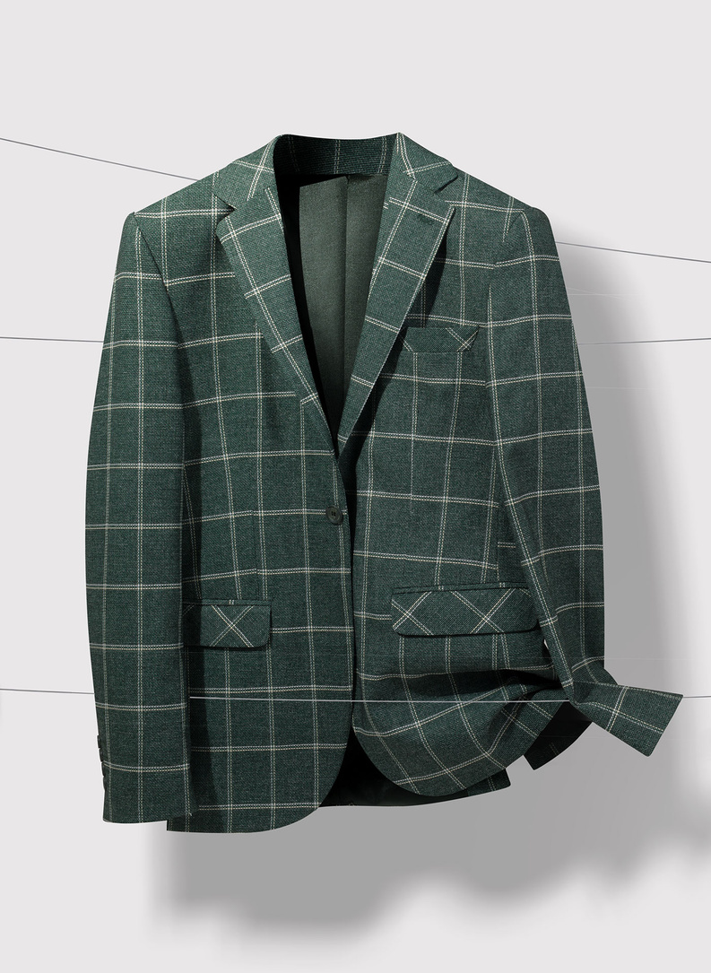 Žalias languotas vyriškas švarkas