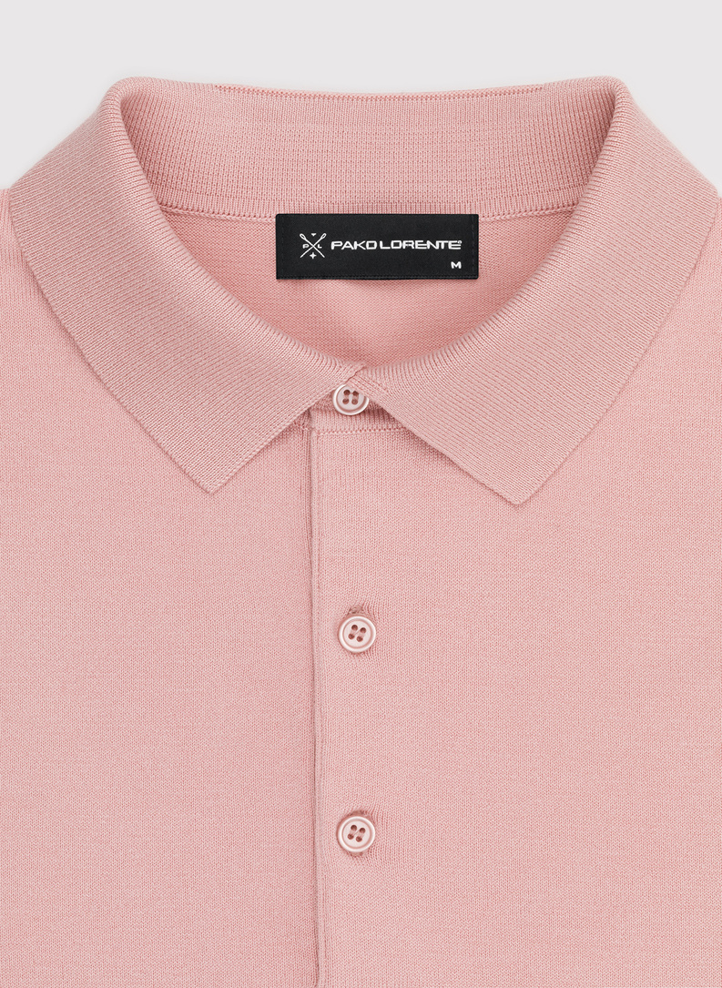 Rožiniai trikotažiniai polo T marškinėliai