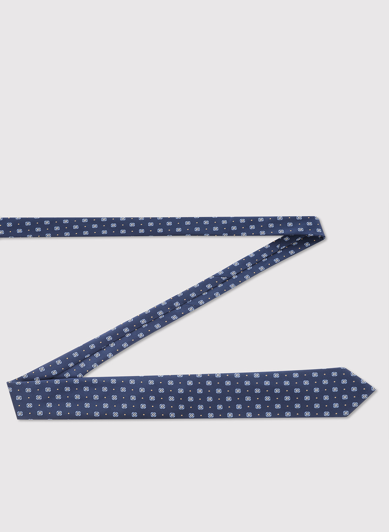 Tamsiai mėlynas kaklaraištis mikroraštu