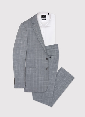 Pilkas kostiuminis švarkas su vilna