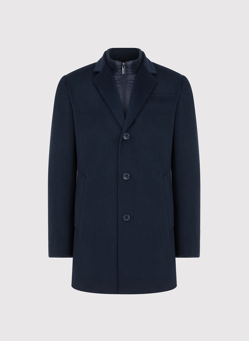 Tamsiai mėlynas vyriškas lietpaltis su vilna