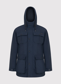 Tamsiai mėlynas švarkas su gobtuvu