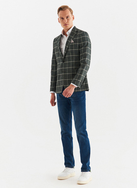 Žalias languotas vyriškas švarkas