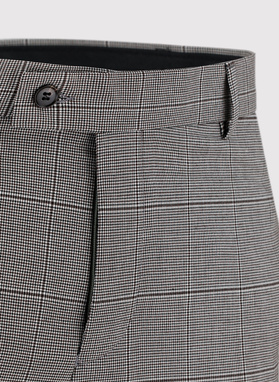 Bronzinių tonų languotos vyriškos kostiuminės kelnės