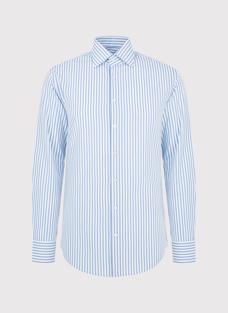 Medvilniniai vyriški marškiniai mėlynomis juostelėmis