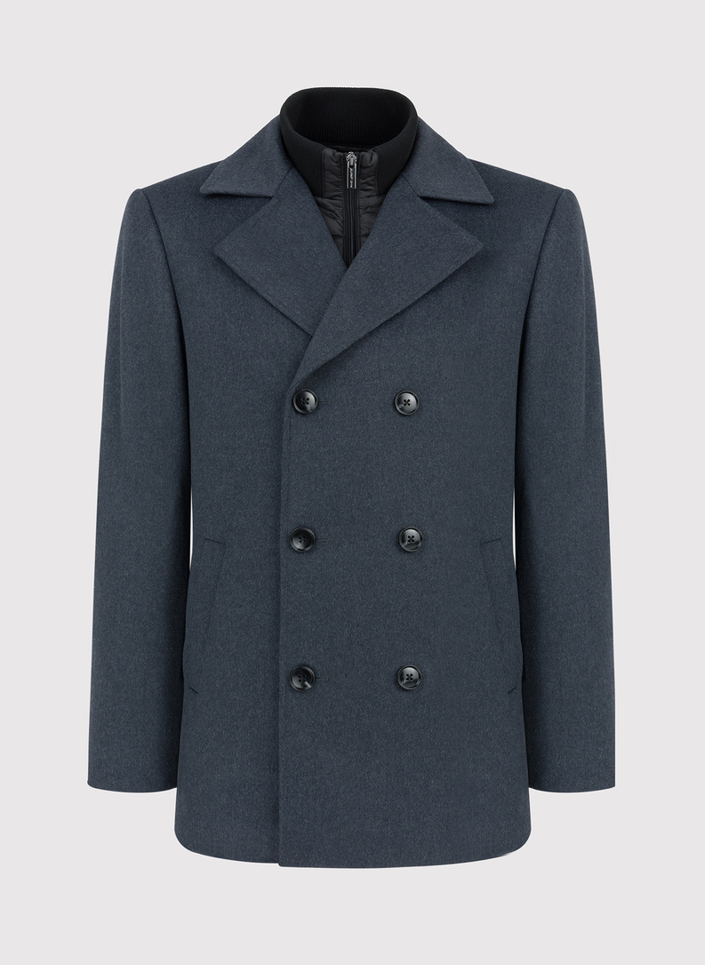 Trumpas dvieilis vyriškas lietpaltis su vilna