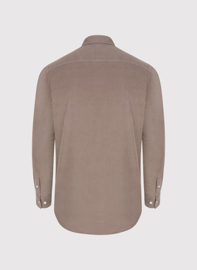 Rudi kordinio velveto marškiniai su kišenėmis ant krūtinės