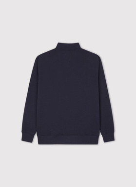 Tamsiai mėlynas treninginis bluzonas su užtrauktuku