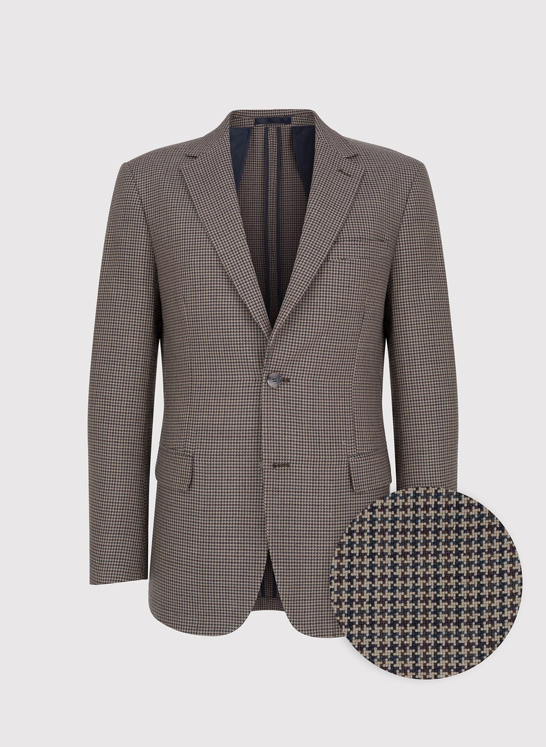 Vilnonis švarkas smulkiais langeliais