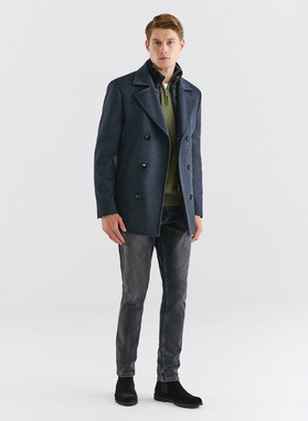 Trumpas dvieilis vyriškas lietpaltis su vilna