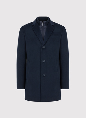 Tamsiai mėlynas vyriškas lietpaltis su vilna