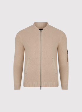 Smėlinės spalvos sagstomas kardiganas