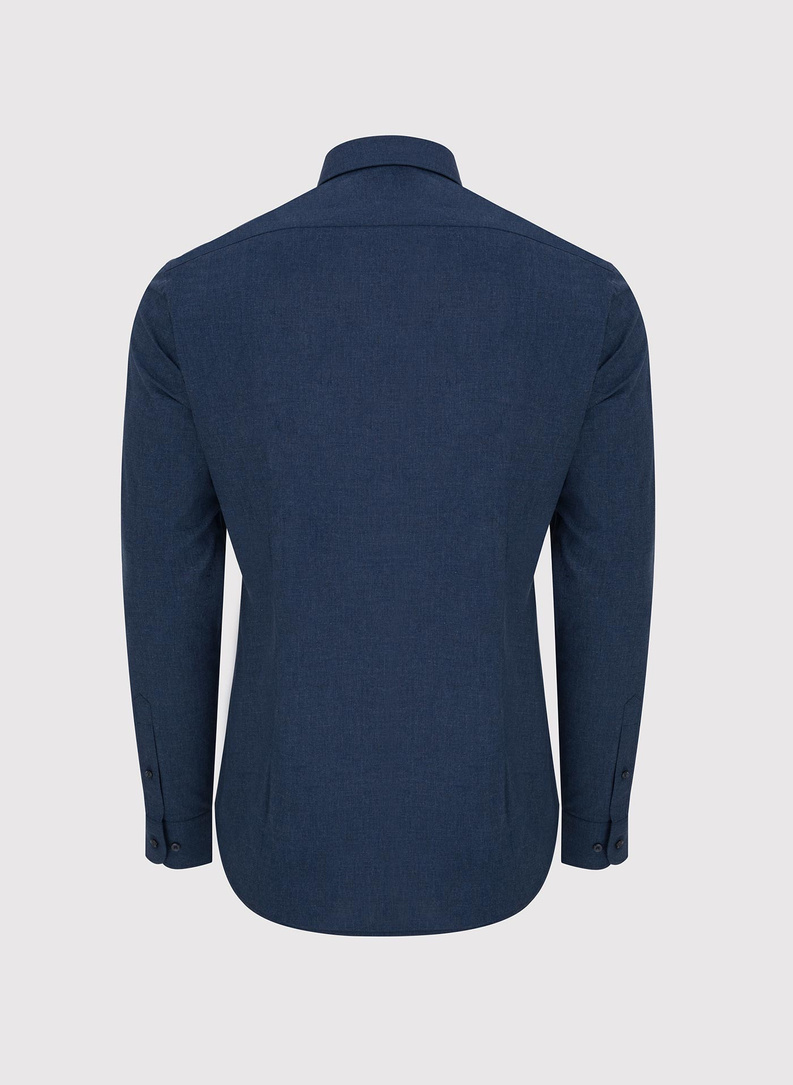 Tamsiai mėlyni melanžiniai marškiniai