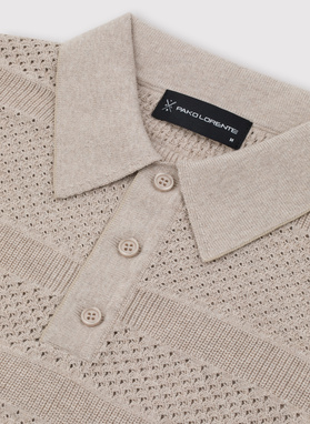 Smėliniai trikotažiniai polo marškinėliai