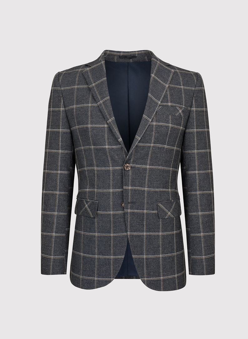 Pilkas languotas vyriškas švarkas