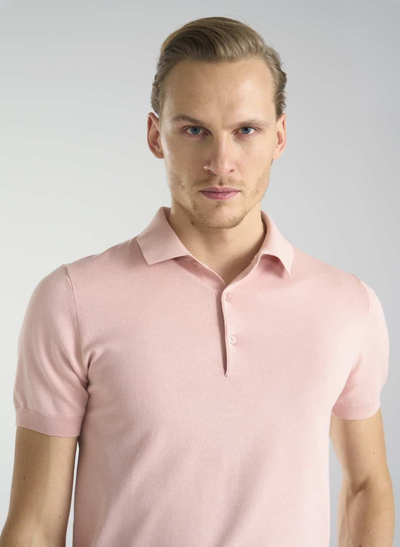 Rožiniai trikotažiniai polo T marškinėliai