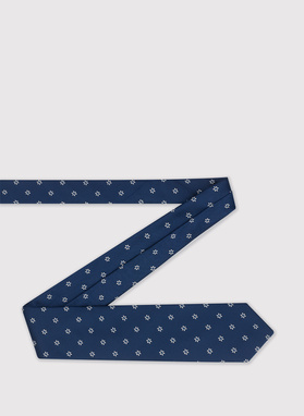 Tamsiai mėlynas vyriškas kaklaraištis gėlytėmis