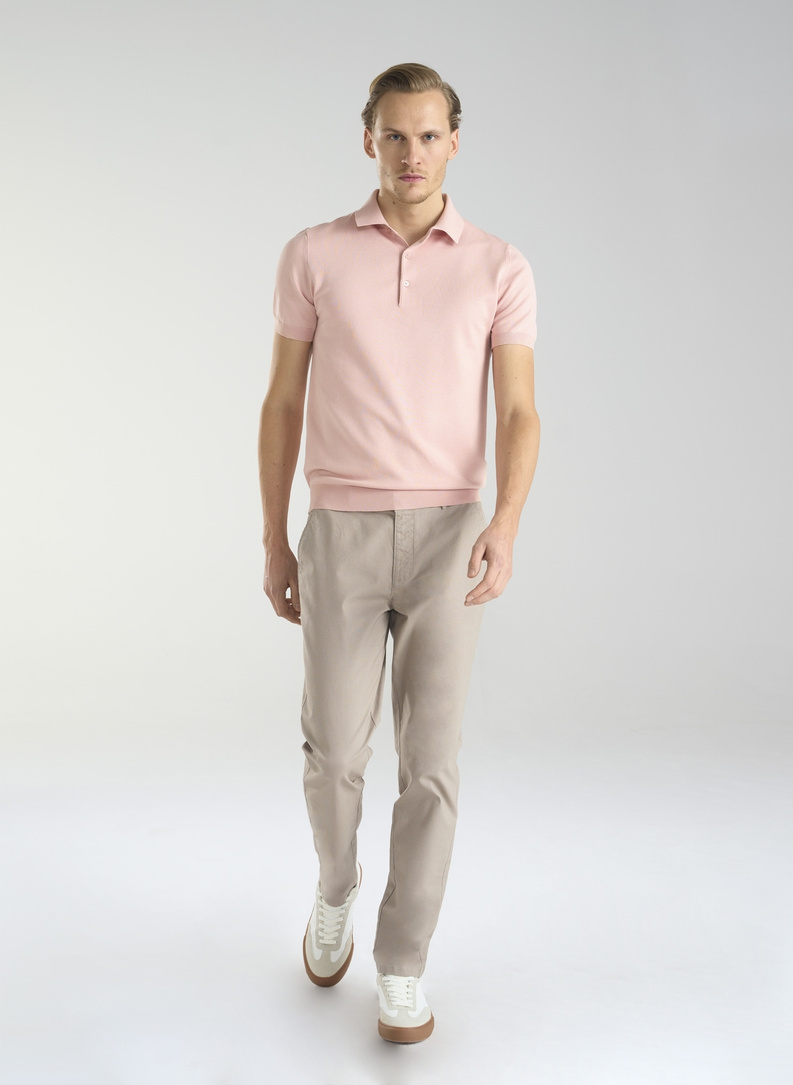 Rožiniai trikotažiniai polo T marškinėliai