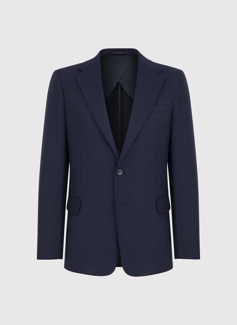 Tamsiai mėlynos spalvos vilnonis švarkas