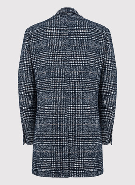 Tamsiai mėlynas languotas vyriškas lietpaltis