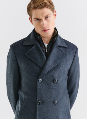 Trumpas dvieilis vyriškas lietpaltis su vilna