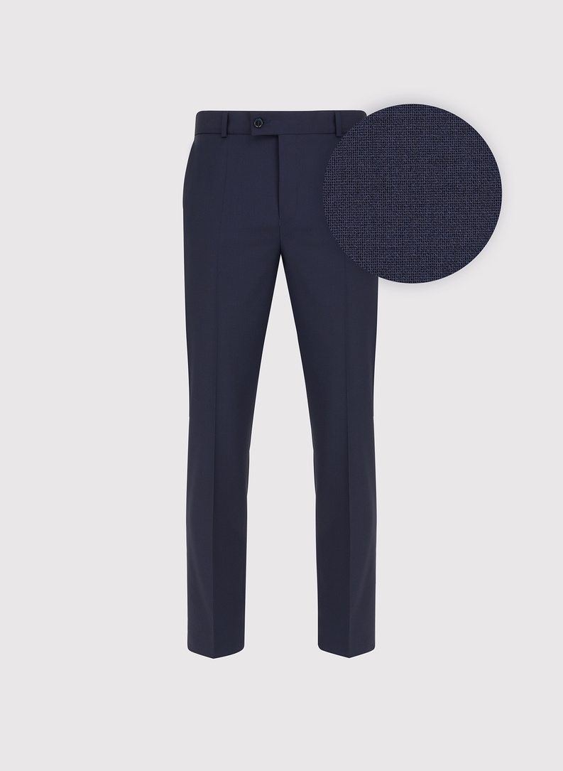 Vilnonis tamsiai mėlynas vyriškas kostiumas