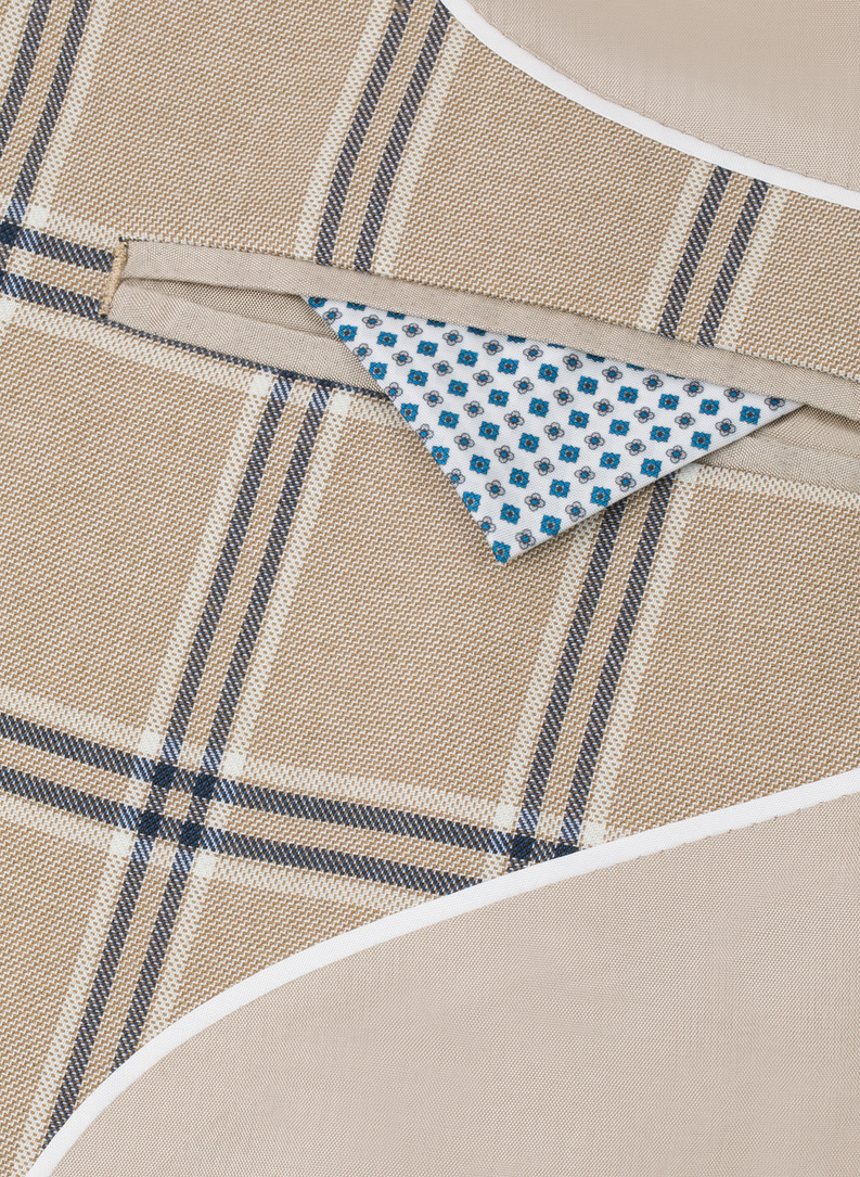 Vilnonis smėlio spalvos languotas kostiuminis švarkas