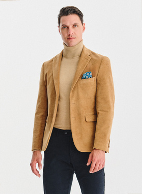 Smėlinis kordinio velveto vyriškas švarkas