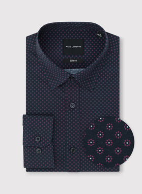 Tamsiai mėlyni gėlėti marškiniai