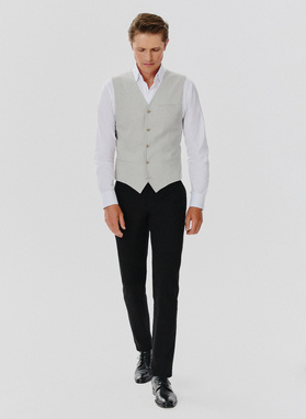 Vienaeilė vyriška liemenė smulkiais langais