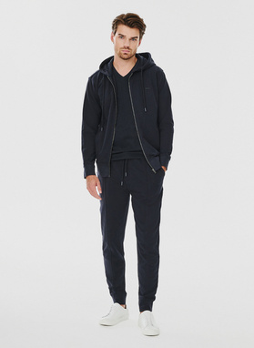 Tamsiai mėlynos spalvos sagstomas treninginis bluzonas