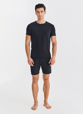 Juoda vyriška pižama su medvilne