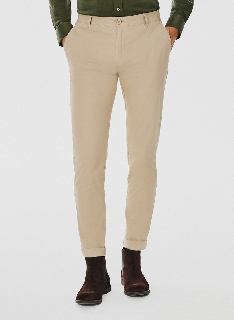 Smėlio spalvos vyriškos kelnės be raštų