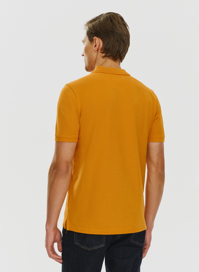 Oranžinės spalvos polo T marškinėliai be raštų
