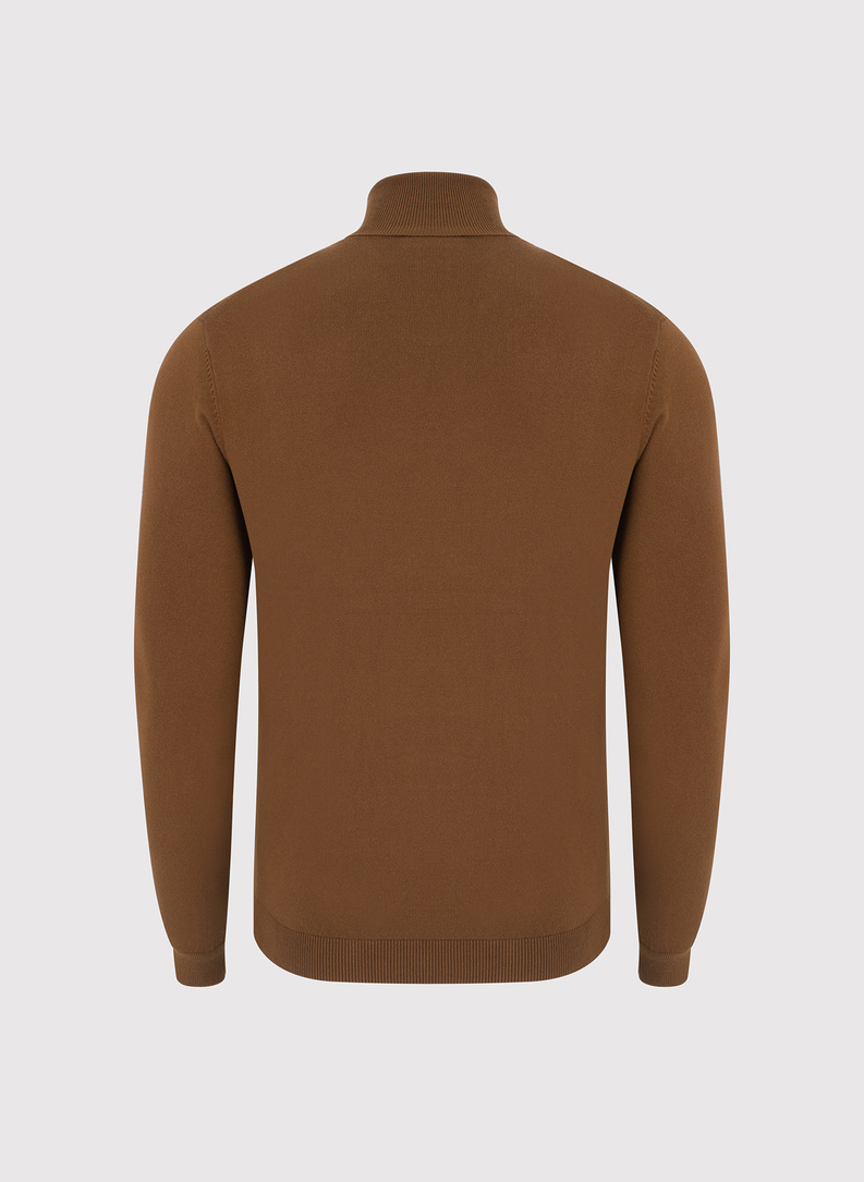 Rusvas vyriškas golfas be raštų