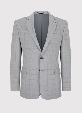 Pilkos vilnos vyriškas languotas kostiumas