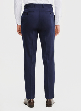 Tamsiai mėlynos spalvos vilnonės kostiuminės kelnės