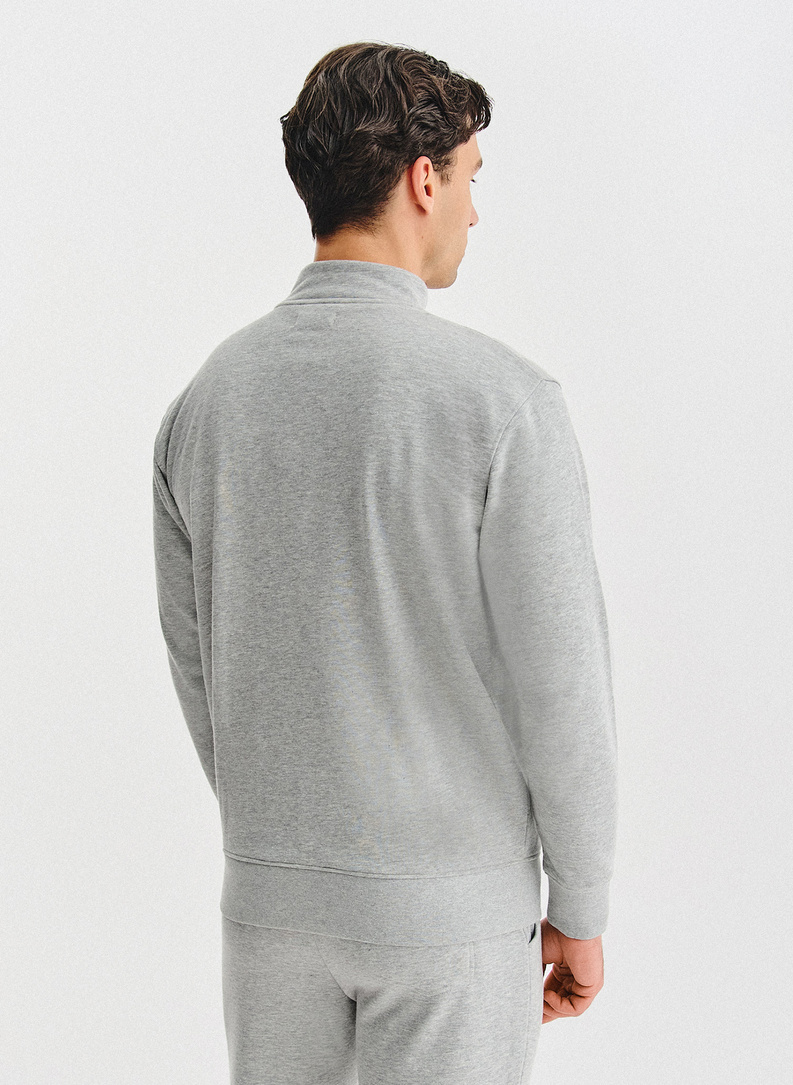 Pilkas treninginis bluzonas su užtrauktuku