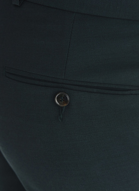 Vilnonės žalios kostiuminės kelnės