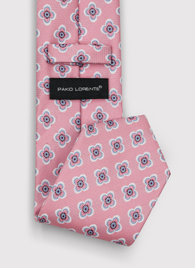 Rožinis vyriškas kaklaraištis gėlėmis