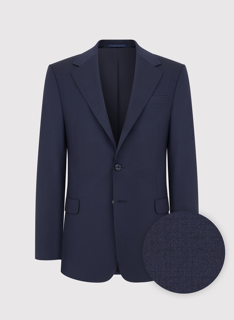 Vilnonis tamsiai mėlynas vyriškas kostiumas