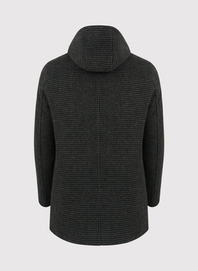 Juodai žalias vyriškas lietpaltis su nusegamu gobtuvu