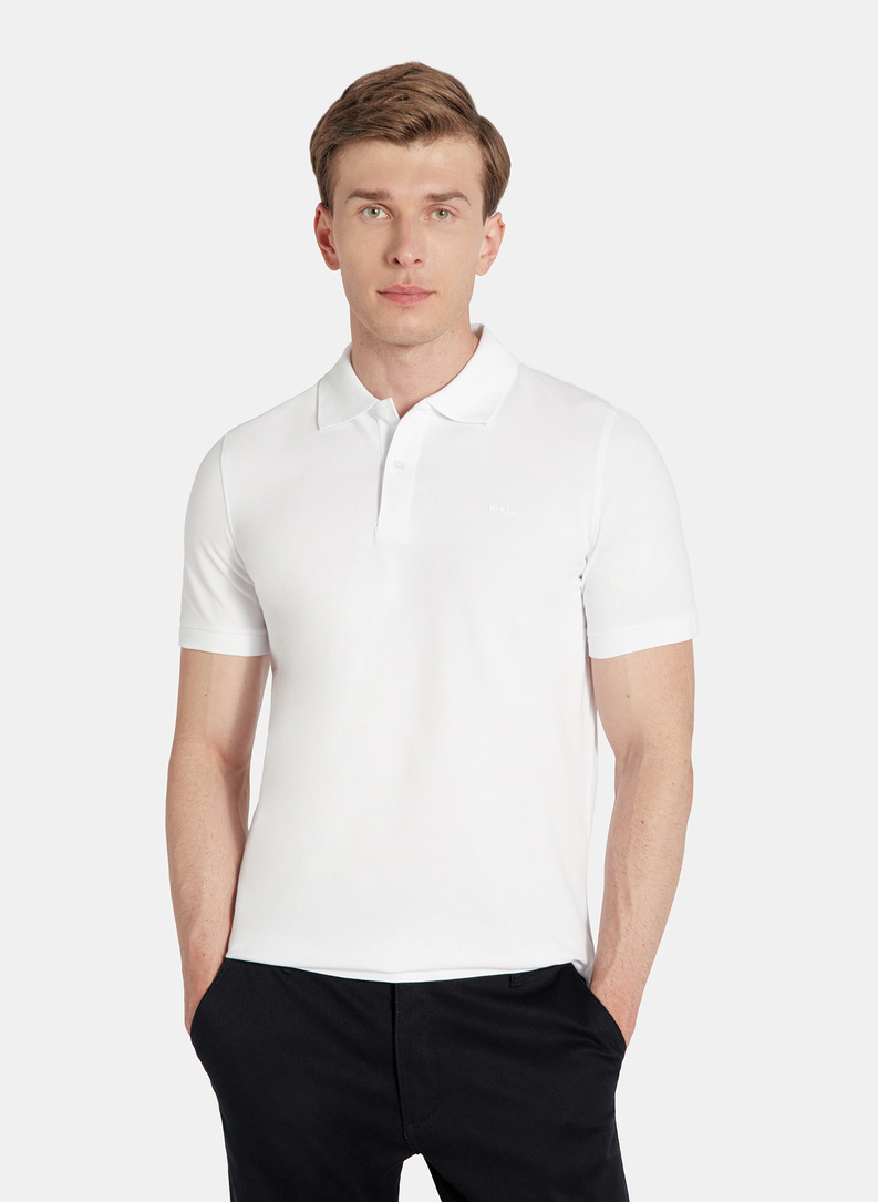 Balto spalvos polo T marškinėliai